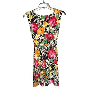 Lauren Ralph Lauren Colorful Floral‎ Fit and Flare V-neck Dress Size PS